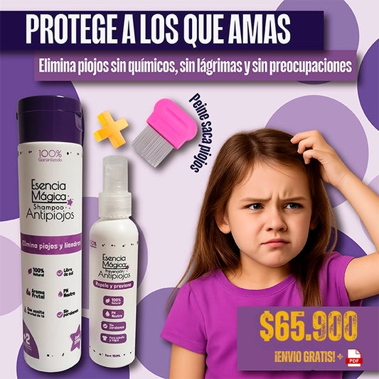 Esencia Mágica – Tratamiento Antipiojos Natural + Spray Preventivo + Peine